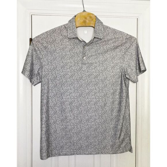 Hickey Freeman Mens Performance Golf Polo Shirt Cars Motorcycles White Grey M‎ - Picture 1 of 6